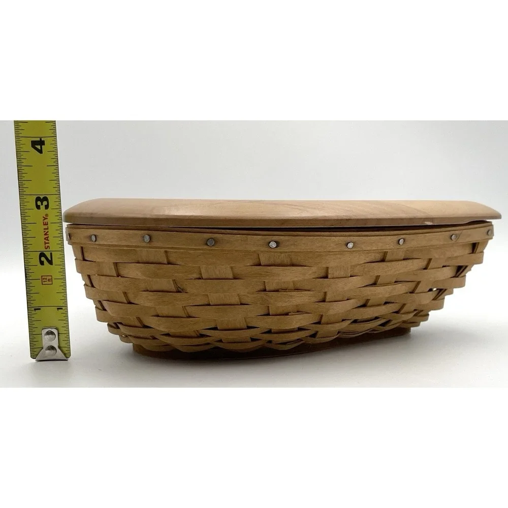 Vintage 2004 Longaberger Heart Basket Set With Lid & Protector Woodcrafts USA